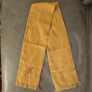 Stylish Yellow Scarf with Monogram Detail
